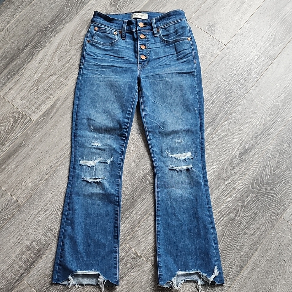 Madewell Distressed Blue Cropped Jeans